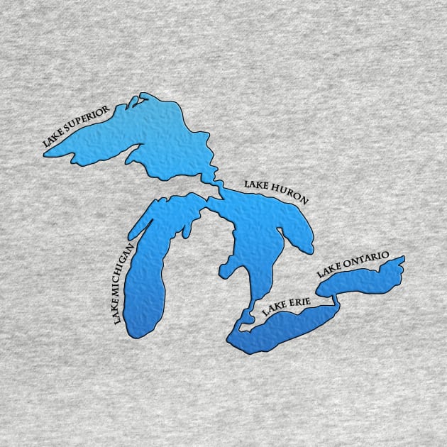 Outline of the five Great Lakes with labels by gorff